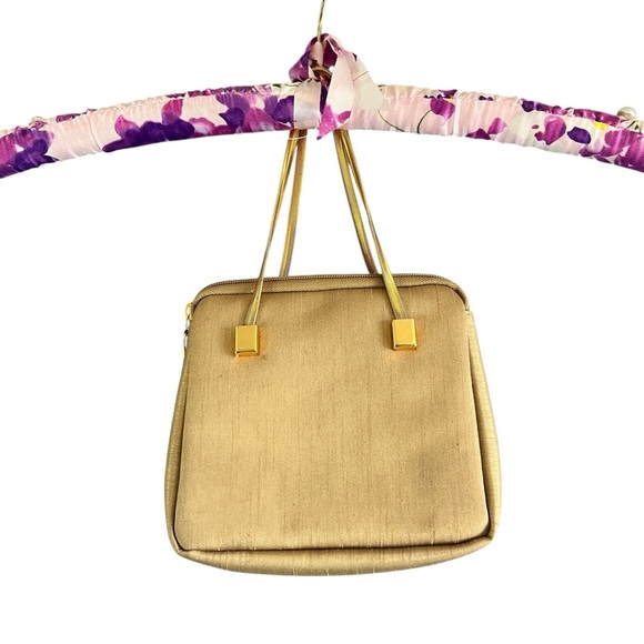 Carlo FALCHI SPORT Gold Herringbone Chain Handle Handbag Wristlet Minibag - Picture 2 of 11